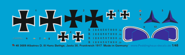 Peddinghaus-Decals 1/48 3689 Albatros D. III Hans Bethge, Jasta 30, France 1917