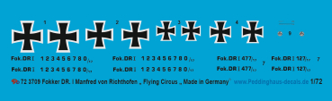 Peddinghaus-Decals 1/72 3708 Fokker Dr. I Manfred von Richthofen " Flying Circus"