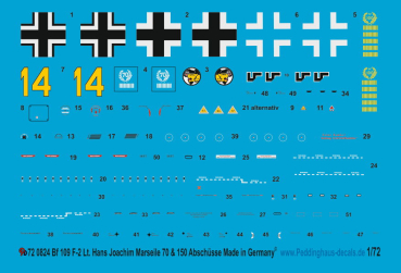 Peddinghaus-Decals 1/72 0824 Bf 109 F-2 Hans Joachim Marseile