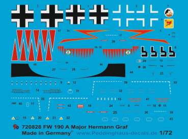 Peddinghaus-Decals 0828 1/72 Fw 190 A-6 Major Hermann Graf