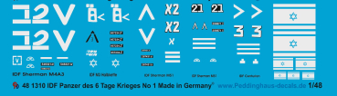 Peddinghaus-Decals 1/48 1310  IDF tanks of the 6. day war  No 1