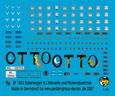 Peddinghaus-Decals 1/48 1503 Kübelwagen H. J. Marseille and german pilot uniform insignia