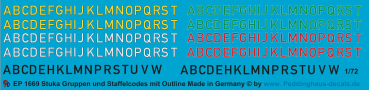 Peddinghaus-Decals 1:72 1669 Stuka Gruppencodes mit Outline
