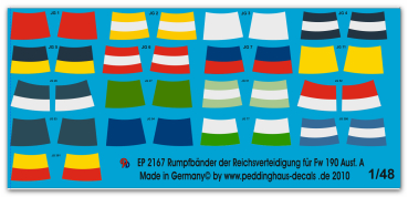 Peddinghaus-Decals 1:48 2167 Rumpfbänder der Reichsverteidigung für Fw 190 A
