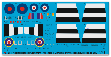 Peddinghaus-Decals 1:48 2173 Spitfire Pilot Piere Clostermann 1944