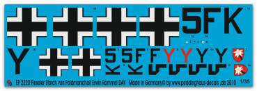 Peddinghaus-Decals 1:35   2220 Fieseler Storch markings for Fieldmarshall Rommel's plane, Tristar Model