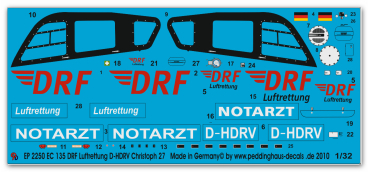Peddinghaus-Decals 1:32  2250  EC 135 DRF Rettungshelicopter Christoph 27 D-HDRV