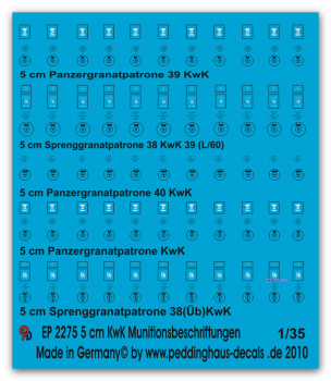 Peddinghaus-Decals 1:35  2275  Ammo markings for 5 cm KwK ammo