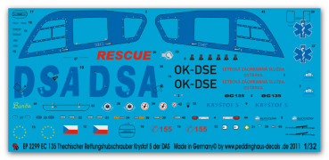 Peddinghaus-Decals 1:32  2299  EC 135 Krystof 5 Thechischer Rettungshubschrauber der DAS