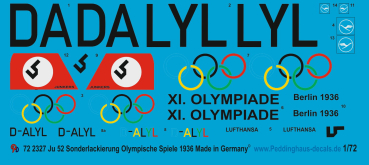 Peddinghaus-Decals 1/72 2327 Ju 52 Sonderlackierung Olympiade 1936