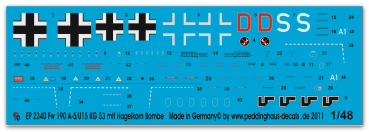 Peddinghaus-Decals 1:48 2340 Fw 190 A-5/U15 KG 53 mit Hagelkorn Bombe