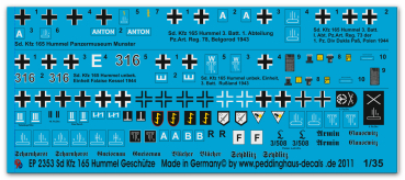 Peddinghaus-Decals 1:35 2353 SD. Fz 165 Hummel Gun markings