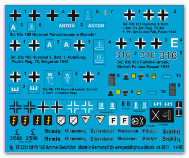 Peddinghaus-Decals 1/48 2354 Sd. KFz 165 Hummel Geschütze