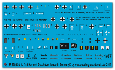Peddinghaus 1/87 2356 SD. Fz 165 Hummel Geschütze