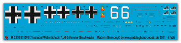 Peddinghaus-Decals 1:48 2370 Bf 109 E-7 Lt. Walter Schuck 7./JG 5 Eismeer Geschwader