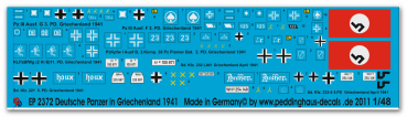 Peddinghaus-Decals 1:48 2372 Deutsche Panzer in Griechenland 1941