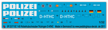 Peddinghaus-Decals 1:32  2377  EC 145 Polizeihubschrauber Thüringen D-HTHC
