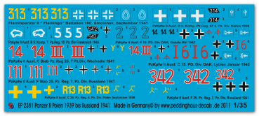 Peddinghaus-Decals 1:35  2381 Panzer II 1939 - 1941 Polen bis Rußland
