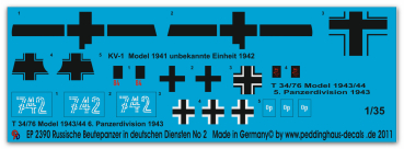 Peddinghaus-Decals 1:35 2390 German russian "Beutepanzer " in german service No 2