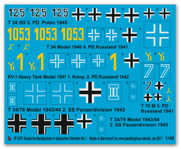 Peddinghaus-Decals 1:48 2391 Russische Beutepanzer in deutschen Diensten No 1