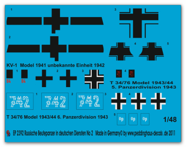 Peddinghaus-Decals 1:48 2392 Russische Beutepanzer in deutschen Diensten No 2