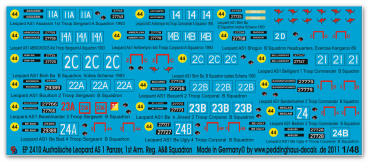 Peddinghaus-Decals 1:48 2410 Australische Leopard Panzer 1st Armoured Regiment A & B Squadron