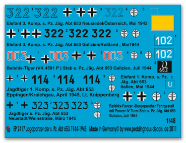Peddinghaus-Decals 1:48 2417 Jagdpanzer der s.Pz. Abt 653 1944-1945