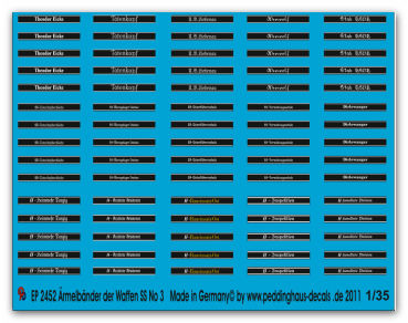 Peddinghaus-Decals 1:35  2452  Cuff titles of the Waffen SS No 3