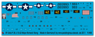 Peddinghaus-Decals 1:48 2466 P 38 J-15-LO Major Richard I Bong Pacifik