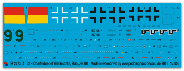 Peddinghaus-Decals 1:48 2473 TA 152 H Oberfeldwebel Willi Reschke, Stab /JG 301