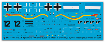 Peddinghaus-Decals 1:48 2488 FW 190 A8 8. (Sturm JG 300 )