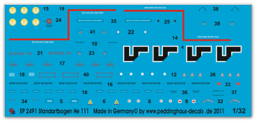 Peddinghaus 1/32 2491  Standart stencils He 111
