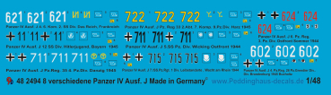 Peddinghaus-Decals 1:48 2494 8 verschiedene Panzer IV Ausf. J 1944-1945