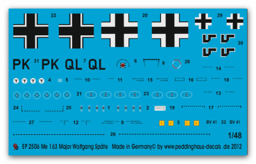 Peddinghaus-Decals 1:48 2506 Me 163 Major Späte