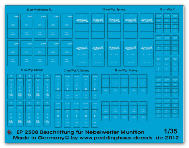 Peddinghaus-Decals 1:35  2508  Markings for Nebelwerfer ammo
