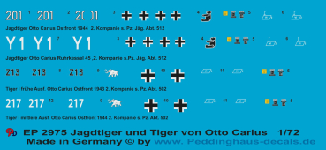 Peddinghaus-Decals 1:72  2975 Jagdtiger und Tiger Otto Carius