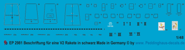 Peddinghaus-Decals 1:48 2981 Beschriftung für eine V2 Rakete in schwarz