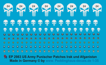 Peddinghaus-Decals 1:35  2983  Punisher Patches US Army Irak- Afganistan