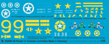 Peddinghaus-Decals 1:35 2996 US Tanks in Tunesia and Italy
