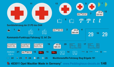 Peddinghaus-Decals 1/48 3011 Opel Blitz Maultier Beschriftungen