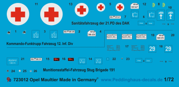Peddinghaus-Decals 1:72 3012 Opel Blitz Maultier-Beschriftungen