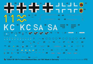 Peddinghaus-Decals 1/72 3031 Bf 109 F-2 Hans Ekkehard Bob, Juli 1941