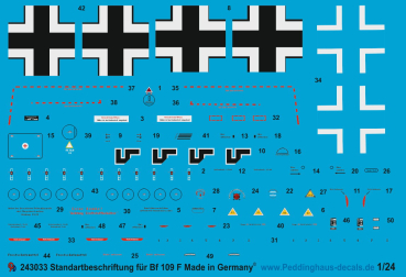 Peddinghaus 1/24 3033 Standartbeschriftung für eine BF 109 F-4