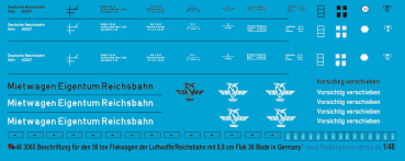 Peddinghaus-Decals 1/48 3060 markings for german reichsbahn anti aircraft waggon