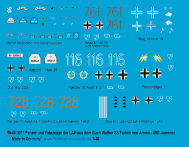 Peddinghaus-Decals 1/48 3071 tanks and Vehicles out of the Book Waffen SS Farben from AMMO-MIG