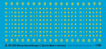 Peddinghaus-Decals  1:160 3095 Mitropa german Reichsbahn saloon markings