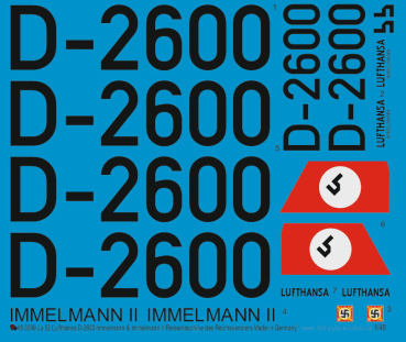 Peddinghaus-Decals 1:48 3099 Ju 52/3m Lufthansa D-2600 Führermaschine Immelmann & Immelmann II