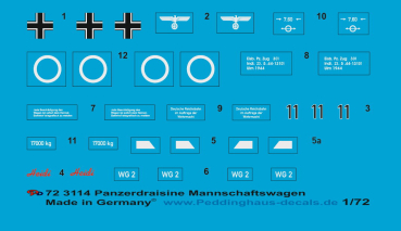 Peddinghaus-Decals 1:72  3114 Panzerdraisine Mannschaftswagen