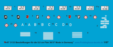 Peddinghaus 1/87 3133 markings for the german 8,8 cm Flak gun 36