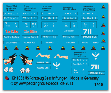 Peddinghaus-Decals 1/48 1033 US Army bumper codes and cartoons